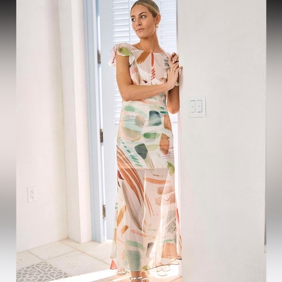 NWT Antonio Melani x M.G. Style Mal Paint Streak Maxi Dress - Picture 3 of 13